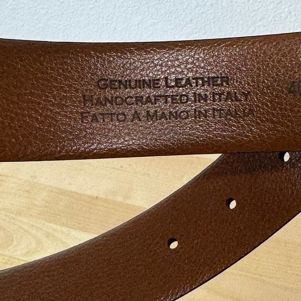 Mens Wearhouse Cognac Leather Brogue Belt Handcrafted in Italy Size 40 13033-262